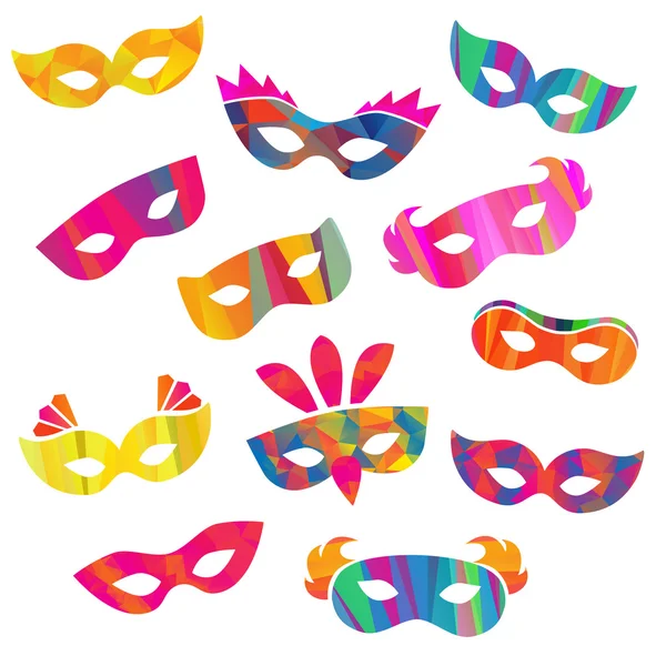 Ensemble de masques de carnaval différentes formes — Image vectorielle