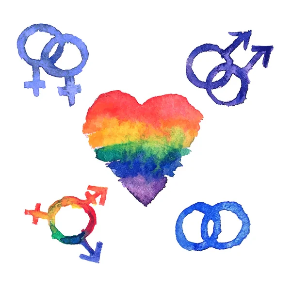 Conjunto de iconos LGBT varias identidades sexuales — Vector de stock