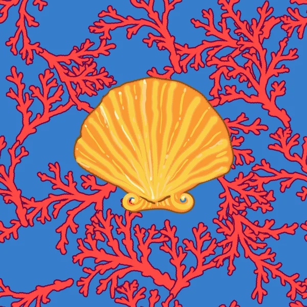 우아한 허세 styl 원활한 다채로운 바다 산호 패턴 — 스톡 벡터