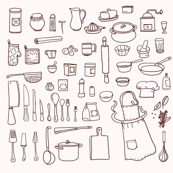 Mutfak aletleri koleksiyonu — Stok Vektör