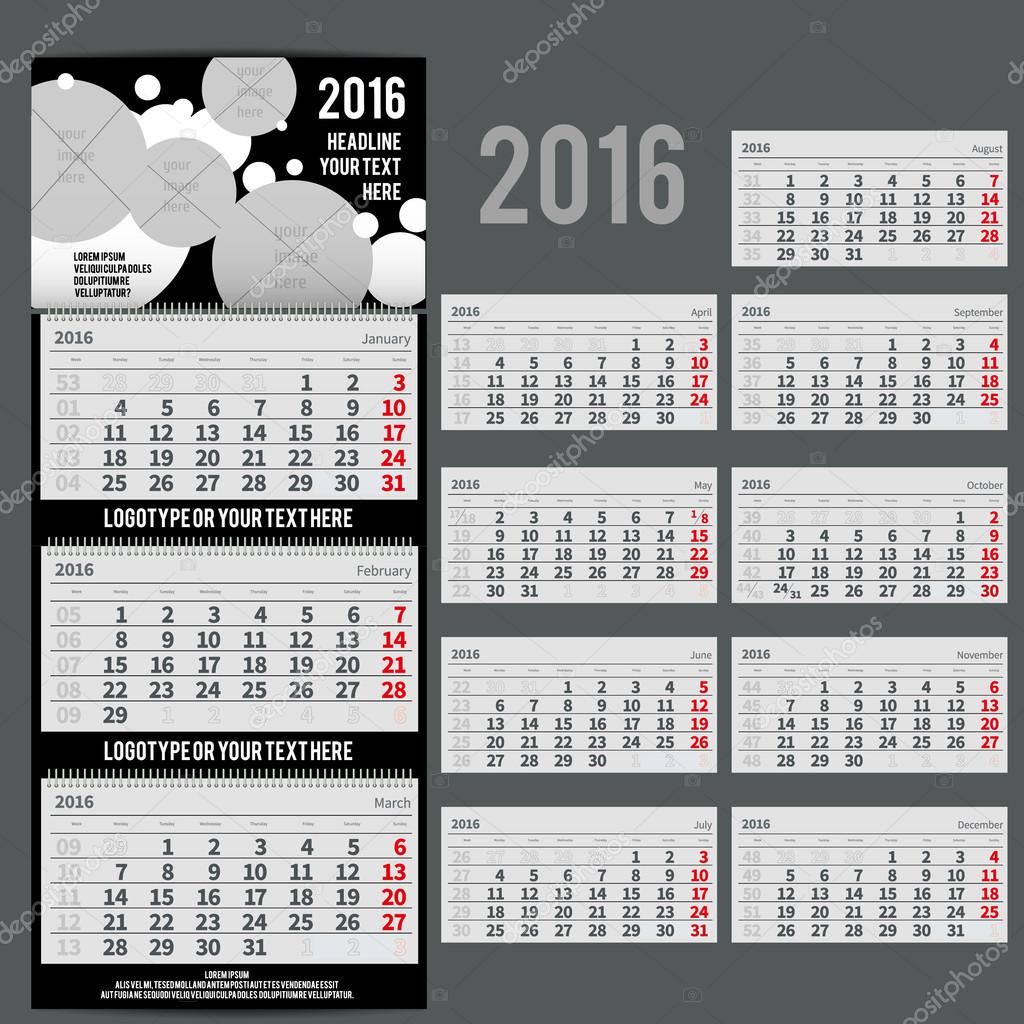 versieren naam Document Vector calendar 2016 - Planner for three month Stock Vector Image by  ©mashabr #82080942