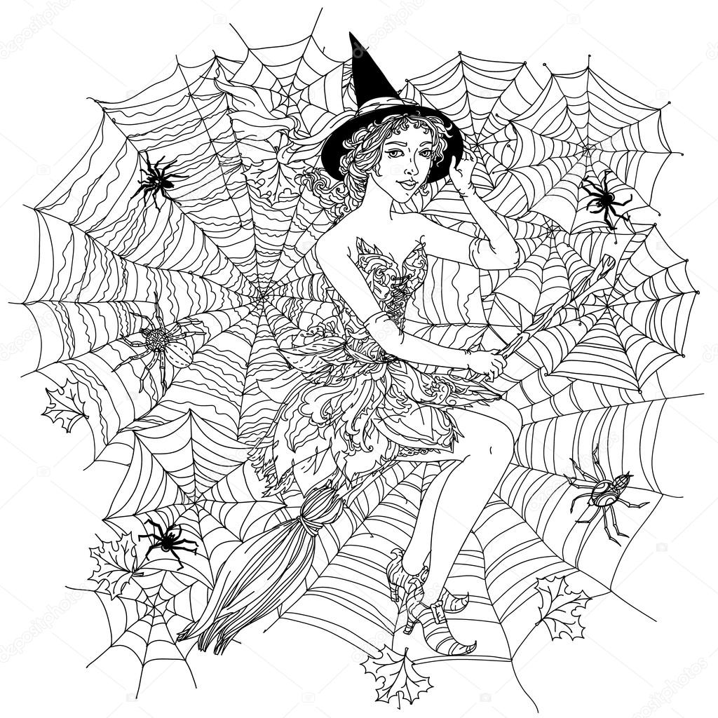 witch with design cobwebs