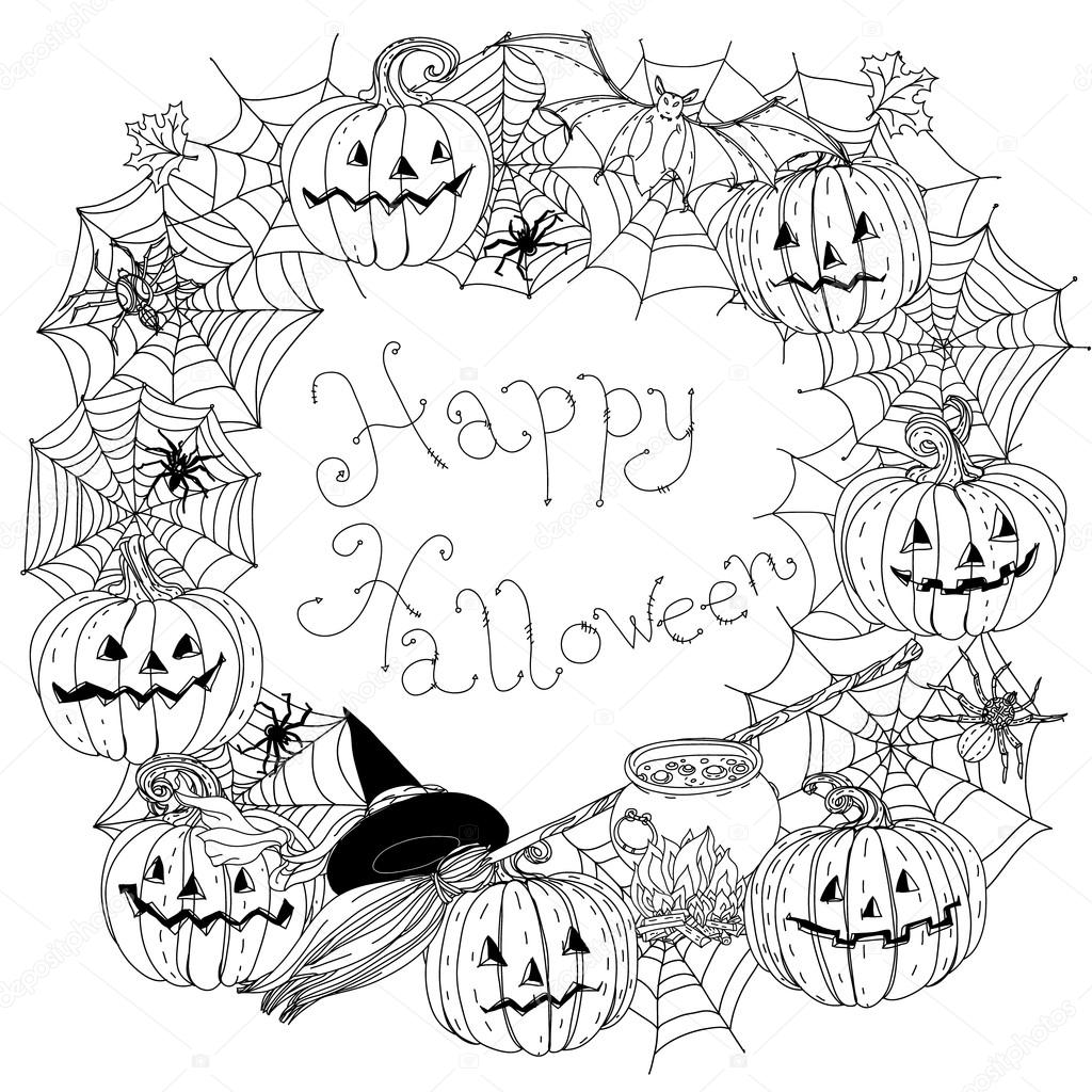Halloween citrouilles coloriage images vectorielles, Halloween citrouilles  coloriage vecteurs libres de droits | DepositPhotos, image size:1024x1024