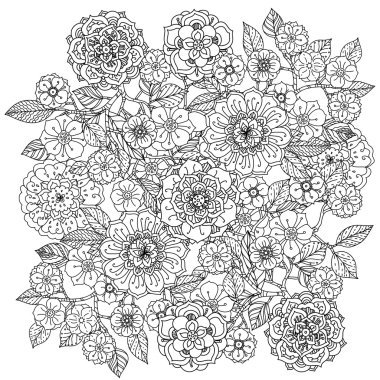 Çiçek süsleme. Mandala stil sanatı. Zentangle patters.