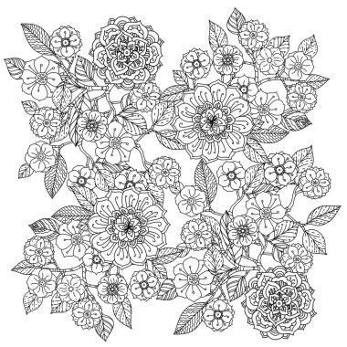 Çiçek süsleme. Mandala stil sanatı. Zentangle patters.