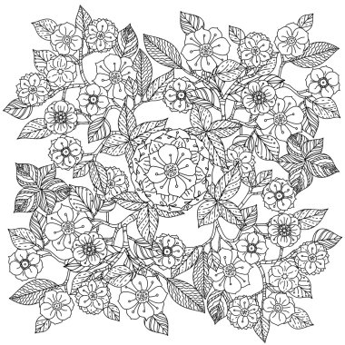 Çiçek süsleme. Mandala stil sanatı. Zentangle patters.