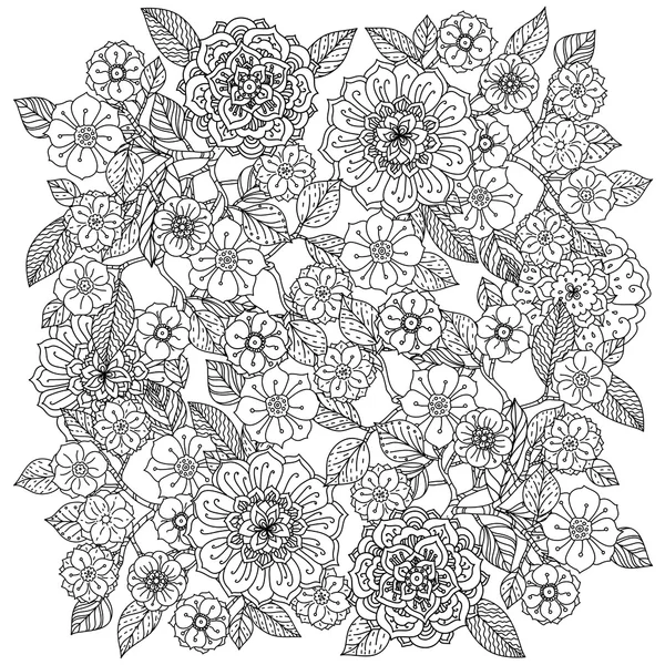 Blumenschmuck. Kunst im Mandala-Stil. Zentangle-Muster. — Stockvektor