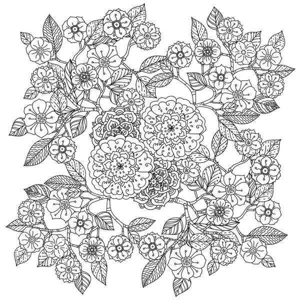 Květinový ornament. Umění mandala stylu. Zentangle rytmem. — Stockový vektor