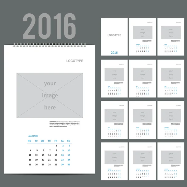 Calendrier géométrique de 2016. Illustration vectorielle — Image vectorielle