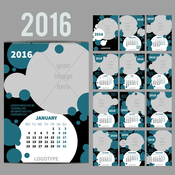 Geometrical calendar of 2016. Vector illustration — Stock Vector