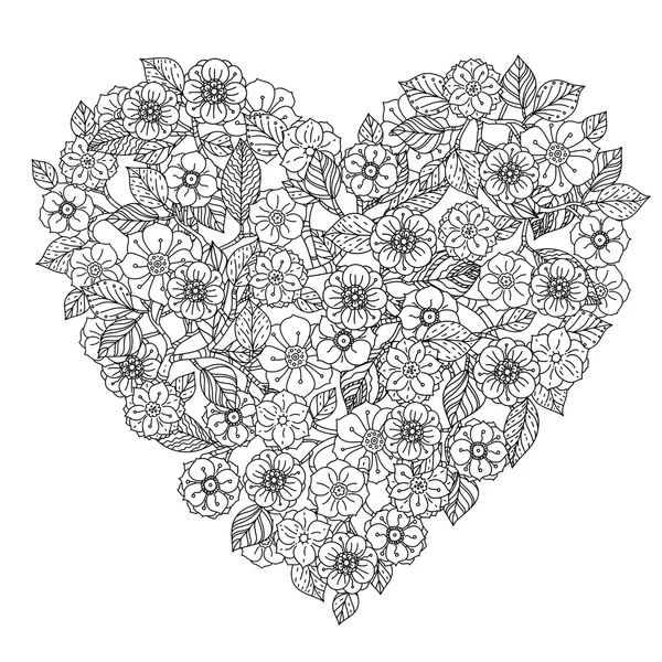 El çizim zentangle öğesi. Siyah ve beyaz. Çiçek mandala.