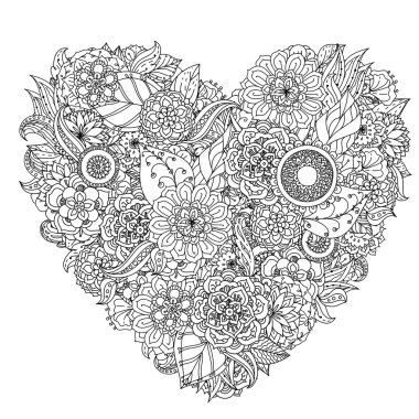 El çizim zentangle öğesi. Siyah ve beyaz. Çiçek mandala.