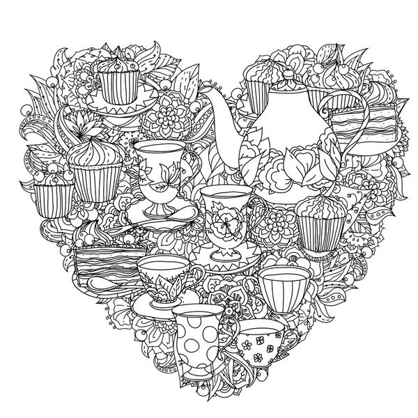 El çizim zentangle öğesi. Siyah ve beyaz. Çiçek mandala.