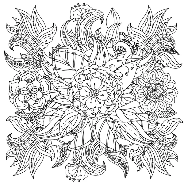 핸드 드로잉 zentangle 요소입니다. 흑인과 백인입니다. 꽃 만다라. — 스톡 벡터