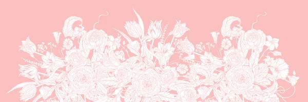 Vector Pastel Floral Frame. — Stockvector