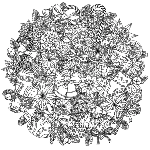 Cercle boules de Noël ornement . — Image vectorielle
