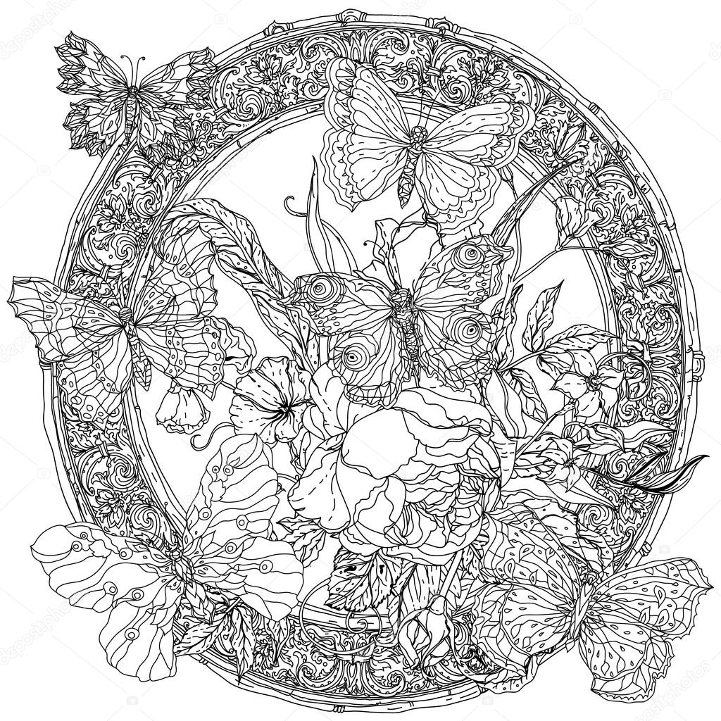 Bianco e nero Illustrazione di vettore Il meglio per il vostro disegno tessuti poster libro da colorare — Vettoriali di mashabr