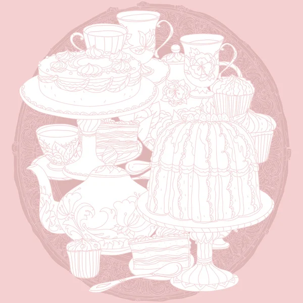 Vector Pastel Heure du thé floral — Image vectorielle