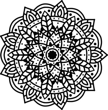 Lüks dekoratif mandala Deseni Siyah ve Beyaz Renk Vektörü İllüstrasyon Tasarımı