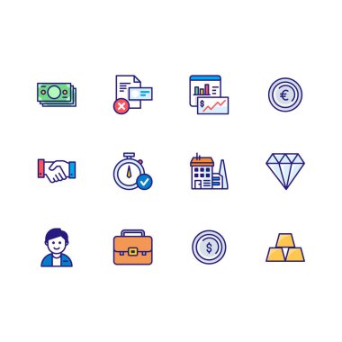 izole vektör İş ve Finans simgesi çizimi düz çizgi renk vektörü ile