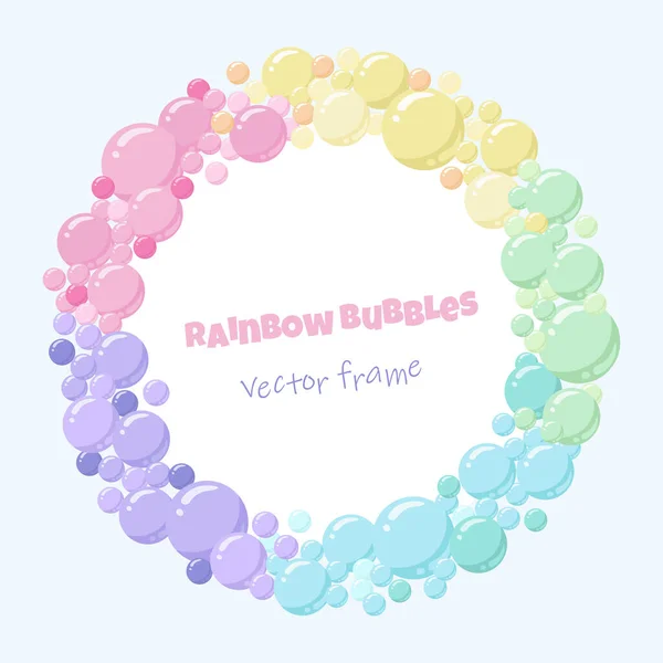 Vector Colores Pastel Arco Iris Marco Redondo Globos Burbujas Gran — Vector de stock