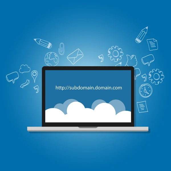 Domain subdomain name .com Abbildung Internet-Adresse — Stockvektor