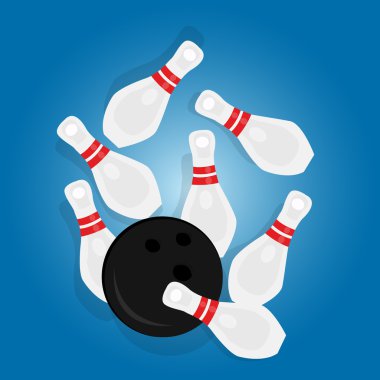 bowling ball strike pin hit sport object drawing illustration