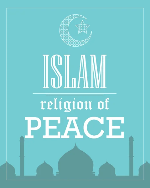 Islam religión de la paz cartel plantilla plana vector — Archivo Imágenes Vectoriales