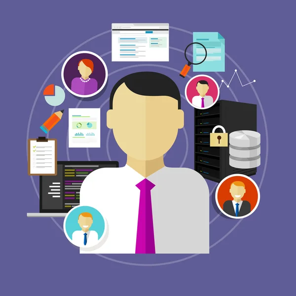 Career in IT technology CIO chief information officer to administrator staff and programmer Royalty Free Stock Illustrations