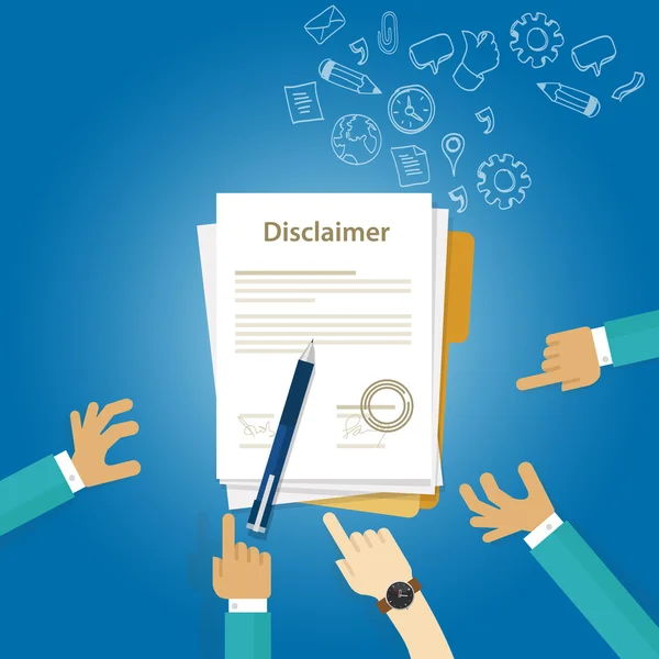 Déni de responsabilité document contractuel signé — Image vectorielle