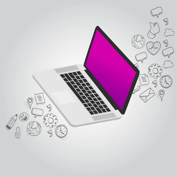 Laptop notebook işlevi simge tasarlamak — Stok Vektör