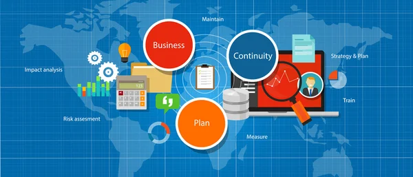 Evaluación de la estrategia de gestión del plan de continuidad empresarial — Vector de stock