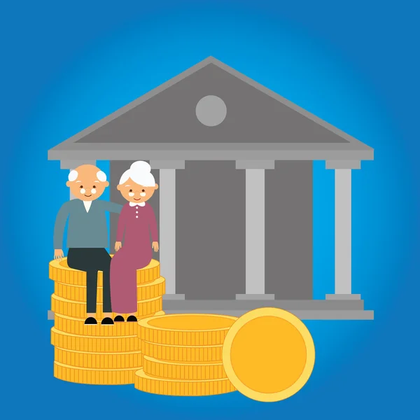 Pension fund mynt senior investment finansiera förberedelse pengar pensionssparande — Stock vektor