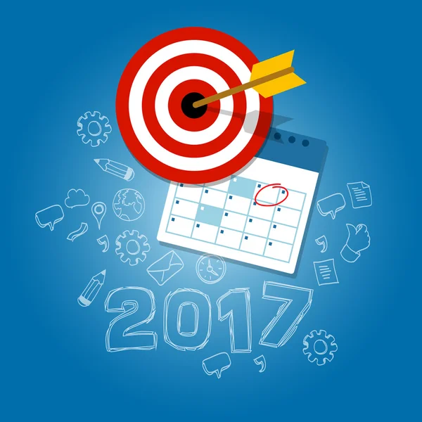 Νέο έτος ψηφίσματα εικονογράφηση διανυσματικά επίπεδης στόχο ημερολόγιο — Διανυσματικό Αρχείο