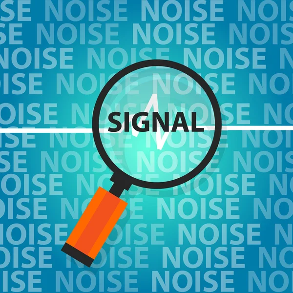 Relação sinal / ruído encontrar informações corretas acima de todos os dados sem importância — Vetor de Stock