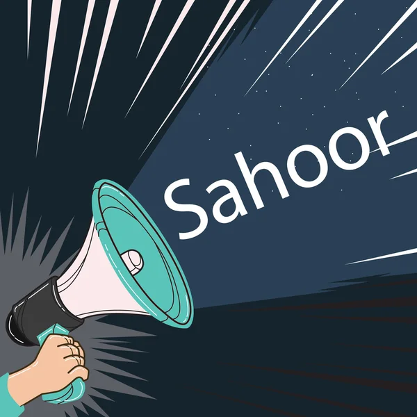 Sahoor 或 sahur 素描的扩音器扬声器警报 — 图库矢量图片