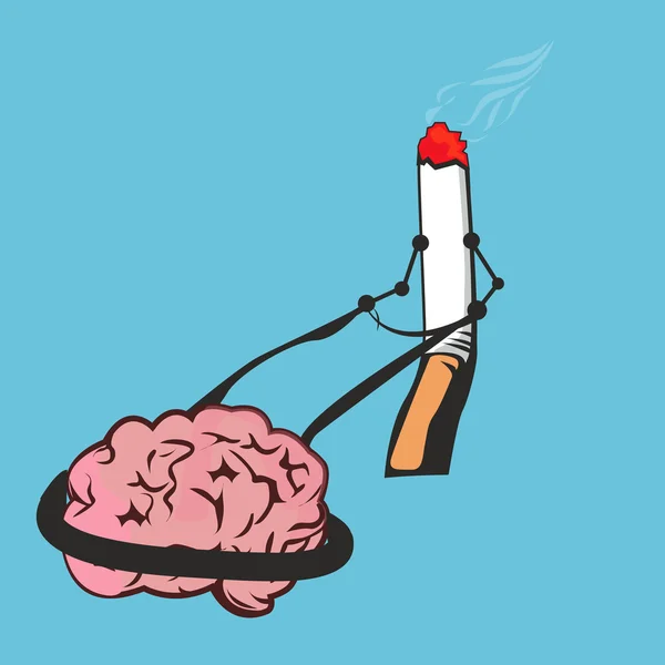 Fumar cigarrillos controlar la adicción al cerebro — Archivo Imágenes Vectoriales