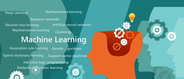 Conceito de algoritmo de aprendizado de máquina com assunto relacionado, como árvore de decisão, rede neural artificial — Vetor de Stock