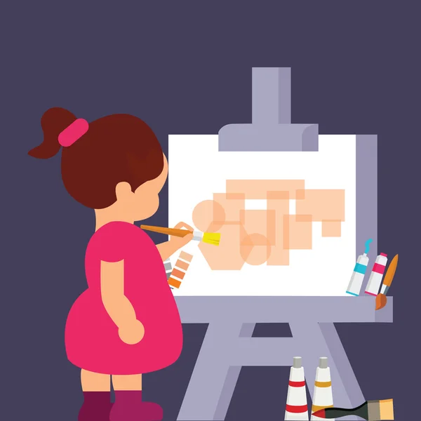 Niña dibujo pintura para ser creativo — Archivo Imágenes Vectoriales