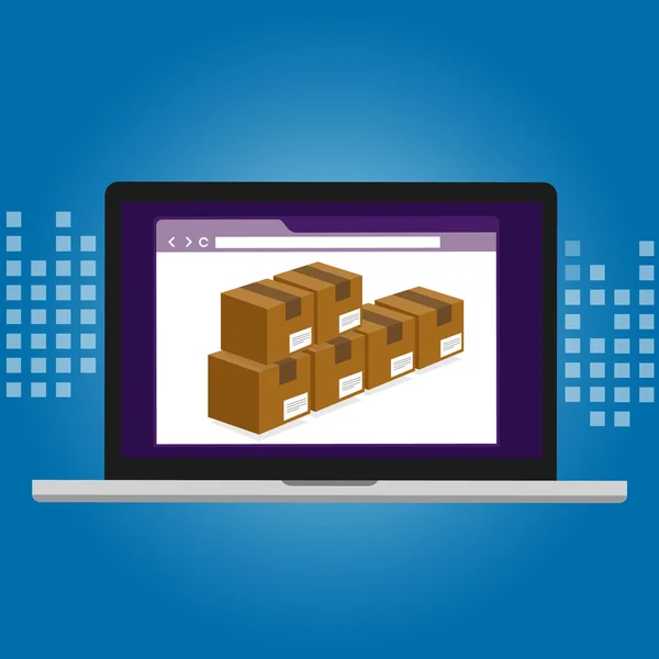 Magazzino magazzino di gestione logistica magazzino tecnologia box all'interno del software del computer — Vettoriale Stock