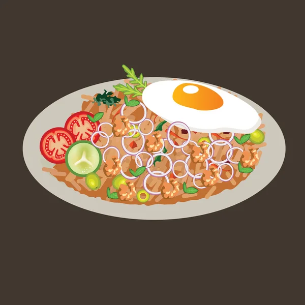 Gebakken rijst vector tekening illustratie gerechten eten Aziatische — Stockvector