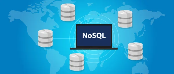 NoSQL conceito de banco de dados não relacional distribuição mundial —  Vetores de Stock