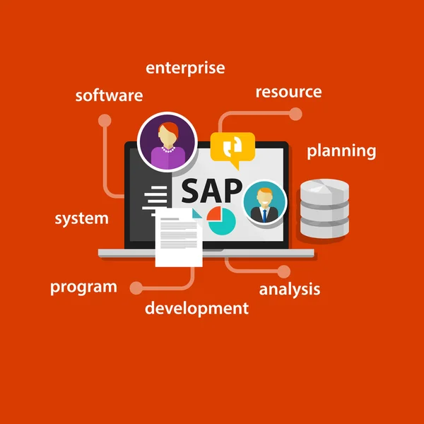 Planowanie zasobów przedsiębiorstwa SAP system oprogramowania — Wektor stockowy