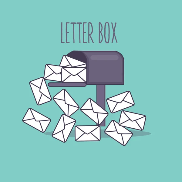 Teljes postaládájába e-mail postafiók levél doboz lapos ikon illusztráció boríték — Stock Vector