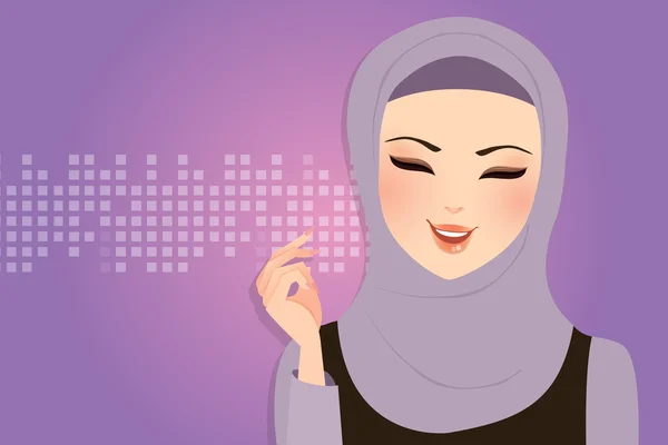 Gadis cantik mengenakan jilbab kerudung syal tersenyum Islam - Stok Vektor