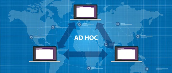 Ad-hoc-Netzwerk-Topologie Peer-Device-Verbindung — Stockvektor