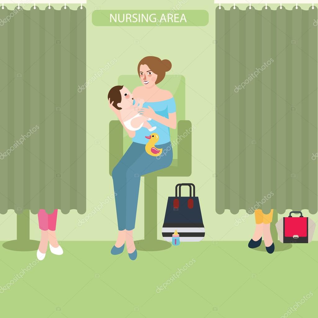 Breast feeding lactation room facility public area nursing baby Stock