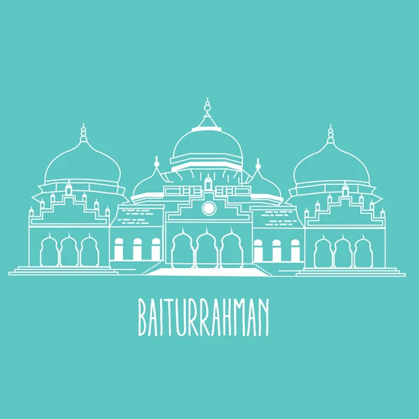 Baiturrahman mesquita Islam edifício histórico em Aceh Indonésia — Vetor de Stock