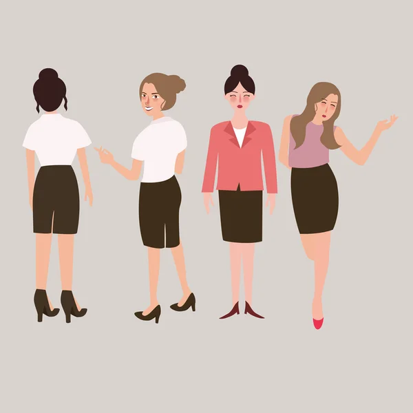 Mujer de negocios de pie aislado cuerpo completo femenino — Vector de stock