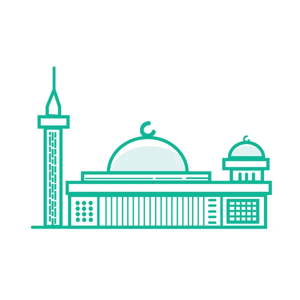 Mezquita istiqlal Islam edificio de oración en Yakarta Indonesia — Vector de stock